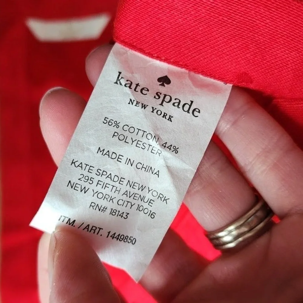 KATE SPADE lot of 2 Reusable Cloth Napkins Red Swiss Polka Dot‎ 20x20